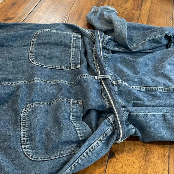 Gap blue denim work Jumpsuit Overalls wide leg tie belt size 4T tall - Picture 16 of 16